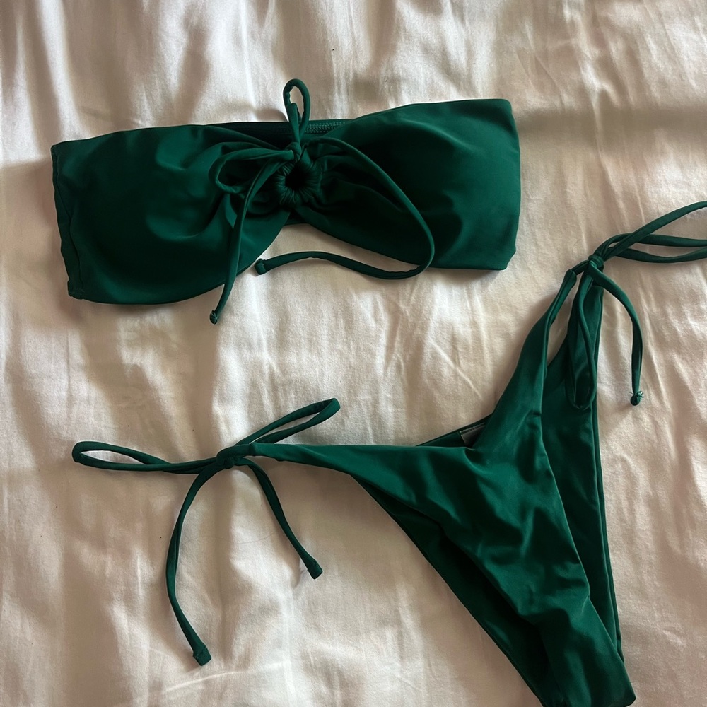 Green Bandeau Bikini Set